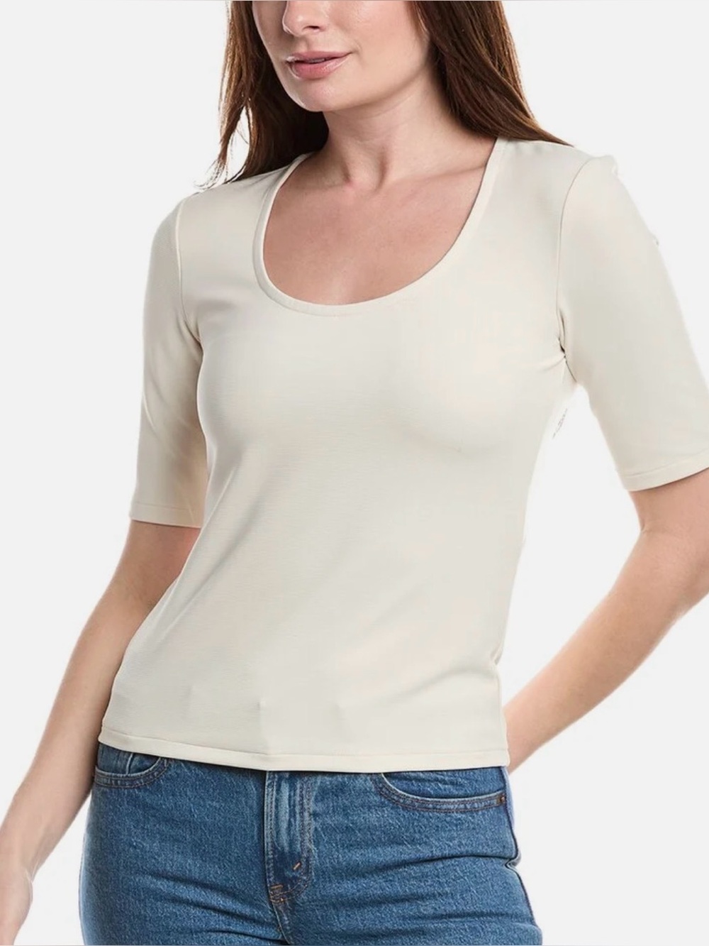 Rag & Bone Jackie Ribbed Scoop Neck Top Ivory Size M